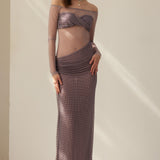 Hall Lilla Off-Shoulder Diamante Maxi Dress