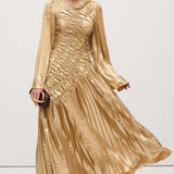Metalliline Maxi Kleid Kuldse Värviga