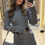 Ribbed Jersey A-Line Mini Dress
