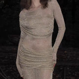 Ruffled Knit Midi Dress