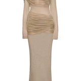 Ruffle Knit Midi Kleid