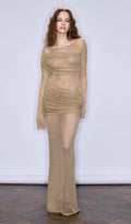 Ruffle Knit Midi Kleid