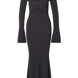 Solid Knit Hollow Maxi Dress