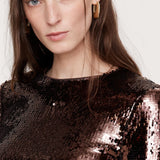 Veniv Sequin Mini Dress - Brown