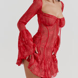 Kavita Punane Satin Mini Dress