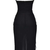 Südamlik Rinnatükkidega Midi Kleid