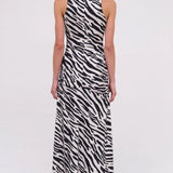 Zebra Prindiga Varrukateta Midi Kleit