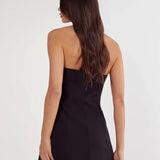 Custom Halter Mini Dress with Golden Sun Trim