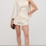 Satiinist Kappa Kaheosaline Mini Kleid