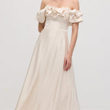 Õlavarre Rüüs Satin Midi Kleid
