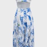 Lilleline Prindiga Ruffle Seljataha Midi Kleid