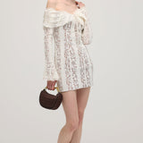 Retro Lilleline Mini Kleit Õlavarrele