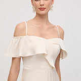 Ruffled Satin Midi Dress