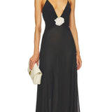V-kaelusega Halter Midi Kleid
