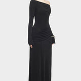 Üksik Jersey Kootud Drapeeritud Maxi Kleid