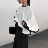 Kontrast Cape Maxi Kleid