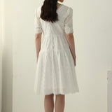 Valge V-kaelusega Midi Kleid