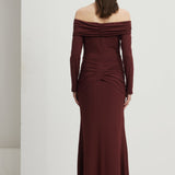 Maxi Kleid mit Ärmeln in Rotbraun