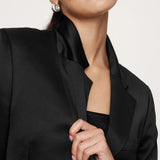 Slim Satin Blazer Mustas