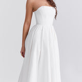 Ilma Rihmadeta Korsett Bodice Midi Kleit Valges
