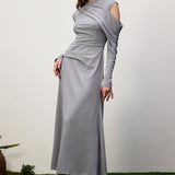 Stiilne Fikseeritud Drapeeritud Maxi Kleid