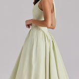 Pistatsia Puuvillane Halter Midi Kleid
