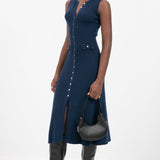 Trendikas A-line Kootud Midi Kleid