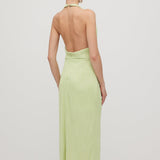 Ühtlane Ribidega Halter Maxi Kleit