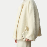 Boxy Harjatud Vill Ühe Nupuga Jakk