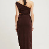 Asümmeetriline Vöö Lõikega Midi Kleit