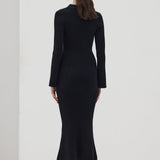 Solid Knit Hollow Maxi Dress