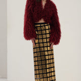 Burgundia värvi kunstkarusnahast jakk