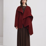 Klassikaline Kappa Stiilis Mantel - Veinipunane