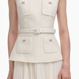 Kreemine Boucle Varrukateta Midi Kleit
