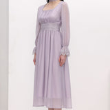 Vintage pikkade varrukatega midi kleit