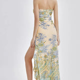 Prinditud Õlata Slit Midi Kleid