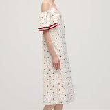 Polka Dot Üks Õlg Midi Kleid