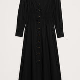 Must puuvillane off-shoulder midi särgikleidi