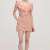 Mini Kleit Volangidega ja Soliidse Lukuga