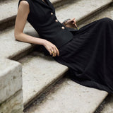 Pleated Midi Seelik Mustas