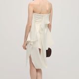 Mini Valge Õlavarre Riba Kleit