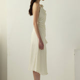 Satiinist Rikkalik Midi Libisev Kleid