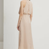 Asümmeetriline satiin midi kleit