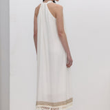 Tikkitud Ramie Midi Kleid