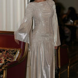 Maxi Kleid mit Metallischem Elastik-Detail