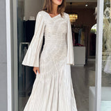 Metallic Ruffled Maxi Dress