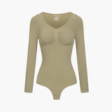 Bodysuit kujundav shapewear pikkade varrukatega koos stringiga