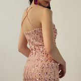 Diamante Riided Midi Kleit Roosa
