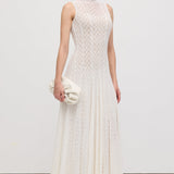 Elegantne Pointelle Varrukateta Maxi Kleid