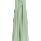 Georgette Maxi Kleid Üksik Rinnaga Sallikaelusega